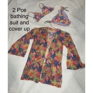 Blu C  3 Piece NWT Bathing Suit With Cover Up Set Size XL